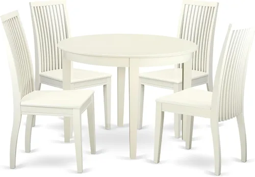 Miniatura 7 de East West Furniture BOIP3-LWH-W - Juego de mesa de cocina de 3 piezas para espacios pequeños que contiene una mesa de comedor redonda y 2 sillas