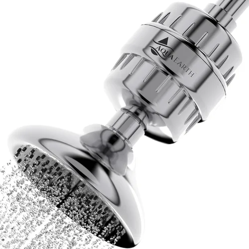 Miniatura 6 de Aqua Earth Filtro de cabezal de ducha para agua dura de 20 etapas para eliminar cloro fluoruro suavizante de agua carbón activado de cáscara de coco