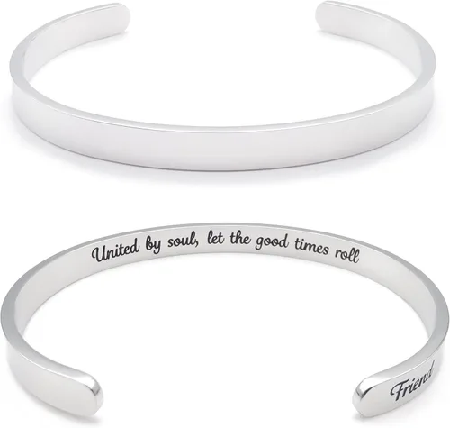 Miniatura 103 de Pulseras inspiradoras para mujer, joyería de acero inoxidable, con refranes, pulsera motivacional con mensaje oculto, pulseras grabadas para mejor