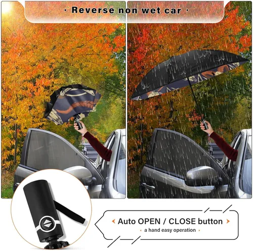 Miniatura 6 de UV Blocking Automatic Open Umbrella Satan-baphomet-sheep-head-demon Portable Travel Folding Umbrellas with Cover Bag