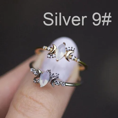 Miniatura 5 de Alianza de boda Balakie Chic para mujer, diseño de luna, blanco y ópalo