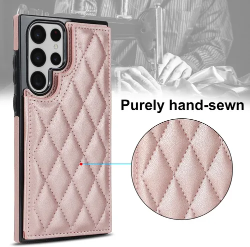 Miniatura 7 de Asuwish Funda de teléfono para Samsung Galaxy S22 Ultra 5G con protector de pantalla de vidrio templado y soporte de tarjeta de crédito RFID de Oro