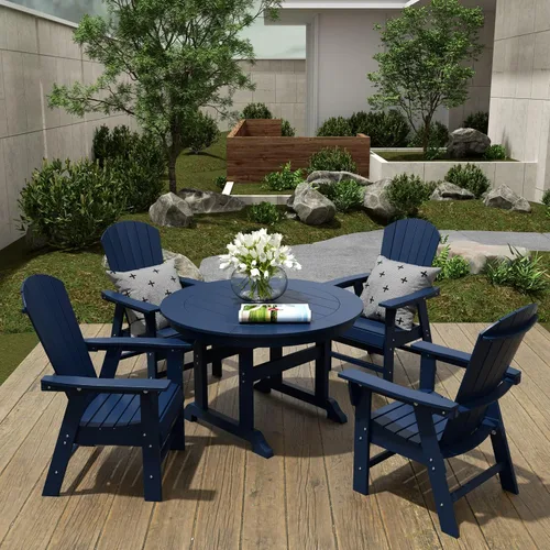 Miniatura 14 de WestinTrends Dylan Adirondack - Juego de 6 mesas y sillas de comedor para exteriores para todo tipo de clima, mesa y sillas de patio de madera