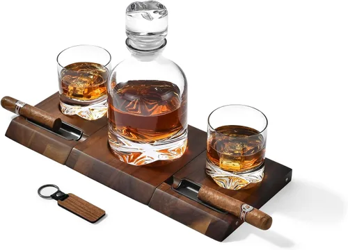 Miniatura 13 de Juego de bandejas de vuelo de tequila de madera rústica, tabla de degustación con 4 vasos de chupito y posavasos, muestra de cóctel para fiestas
