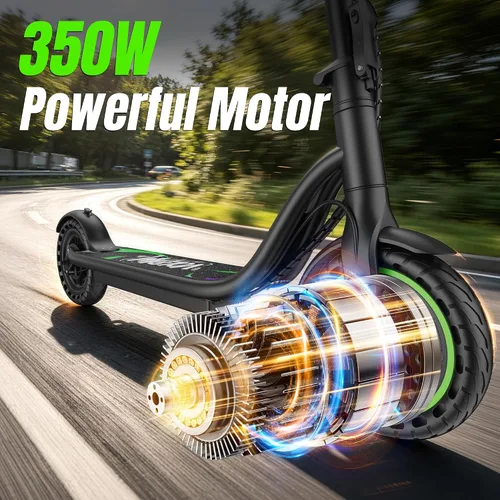 Miniatura 5 de Electric Scooter,350/500W Powerful Motor,15-28 Miles Long Range,Dual Braking System,19/22 Mph Speed,8.5/10" Foldable E Scooter with Solid Tires