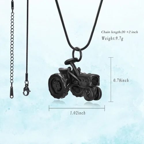 Miniatura 37 de Imrsanl Joyería de cremación para cenizas, motocicleta, automóvil pequeño, collar de urna de tractor para cenizas para hombres, recuerdo