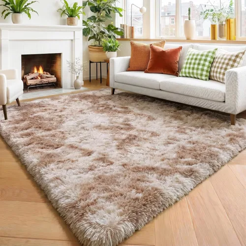 Miniatura 29 de Alfombras moradas para dormitorio de niñas, alfombra de 5 x 8 pies, alfombra peluda esponjosa para sala de estar, alfombras peludas gruesas