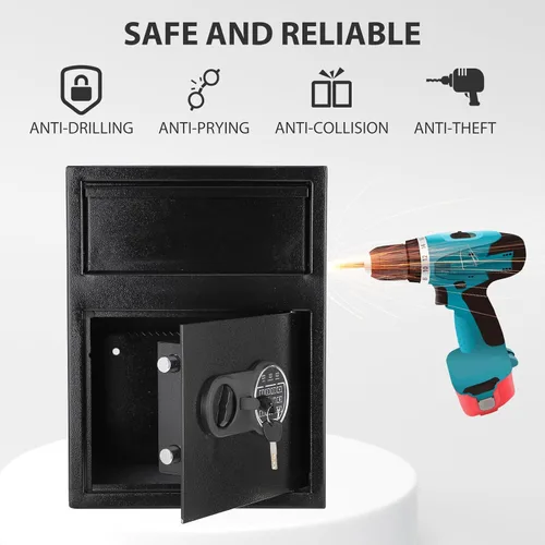 Miniatura 4 de Caja fuerte digital segura con teclado, caja de bloqueo con ranura, caja de bloqueo de metal con dos llaves de emergencia para tus objetos de valor