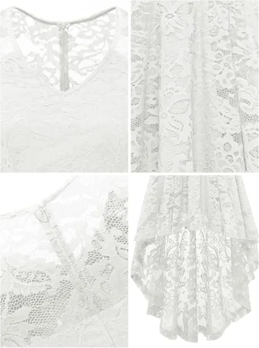 Miniatura 2 de MUADRESS Women Floral Lace Bridesmaid Party Dress High Low Hem V Neck Formal Dresses for Wedding, Cocktail