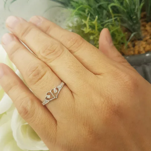 Miniatura 2 de Dazzlingrock Collection Anillo de compromiso de plata de ley con diamantes blancos redondos de 0,15 quilates (quilates)