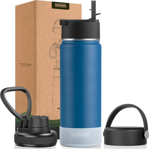 Miniatura 55 de koodee Insulated Water Bottle, 32 oz Stainless Steel Double Wall Vacuum Wide Mouth Sport Bottle with Leakproof Spout Lid (Navy)