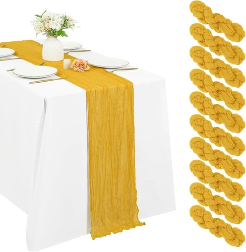Miniatura 64 de 10 piezas de camino de mesa de estopilla en azul bebé 10 pies, camino de mesa de gasa para recepción de boda, despedida de soltera, fiesta