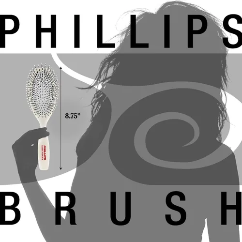 Miniatura 5 de Phillips Brush Co Light Touch 1 Cepillo de pelo de nailon acolchado ovalado, 8.75 pulgadas Ball Tipped Nylon Bristles Gently Detangle All Hair