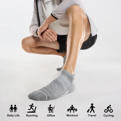 Miniatura 8 de FITRELL Paquete de 6 calcetines deportivos deportivos acolchados de corte bajo para hombre, 7-99-1212-15