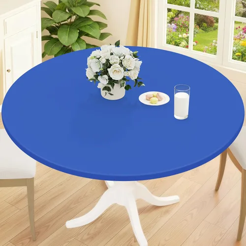 Miniatura 29 de Smiry Mantel redondo de pícnic, fundas de mesa elásticas impermeables para mesas de 18 a 24 pulgadas, manteles de vinilo con parte trasera