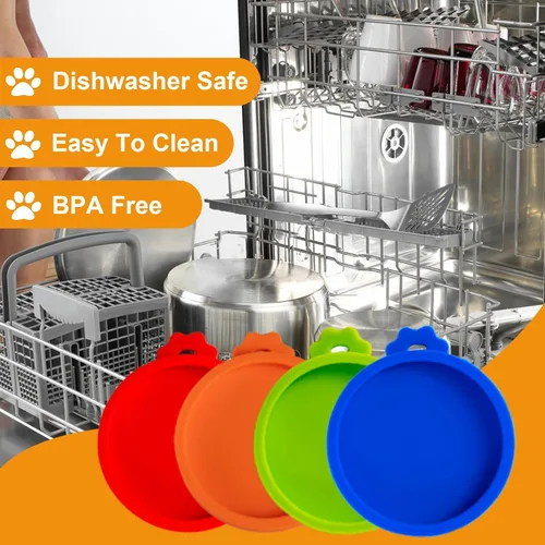 Miniatura 3 de Yobbai Tapas pequeñas para latas de comida para gatos de 3 onzas y 2.5 onzas, cubiertas de silicona de grado alimenticio, codificadas por colores 9
