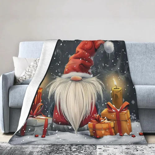 Miniatura 19 de Manta de franela de vellón, manta de Navidad con árbol de nieve y pájaros para cama, manta súper suave y acogedora de 50 x 40 pulgadas
