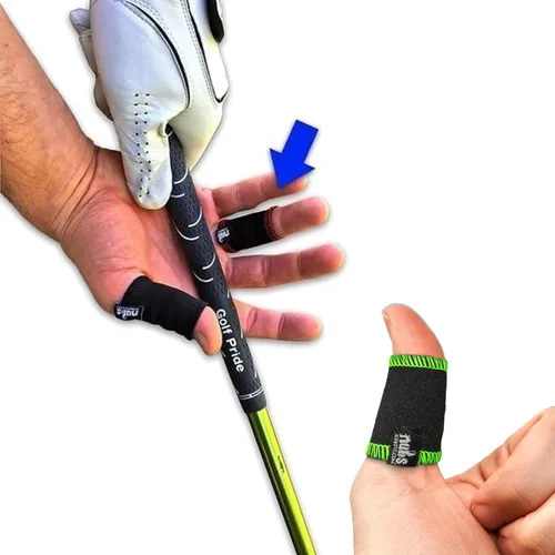 Miniatura 10 de JerkFit NUBS - Caddies para dedos (par) – Mangas duraderas para pulgar y dedos para evitar ampollas de golf, guantes de golf cómodos y cinta Negro