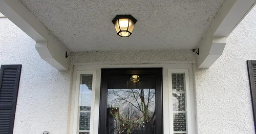 Miniatura 3 de Design House 578518 Canterbury II - Lámpara de techo LED integrada para exteriores e interiores con cristal transparente para porche, entrada, Negro