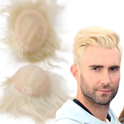 Miniatura 34 de Toupee - Sistema de reemplazo de cabello humano virgen europeo de 7 x 9 pulgadas para hombre, postizo de encaje mono con poliuretano duradero #2