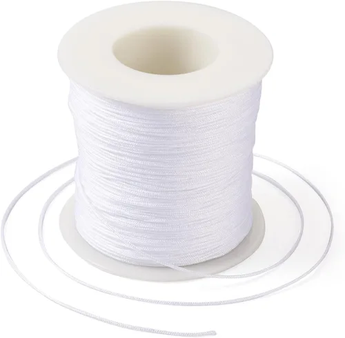 Miniatura 37 de Pandahall - Cordón de nailon para joyería de 109 yardas, cuerda de anudación china de hilo de macramé para joyería Kumihimo (vara dorada)