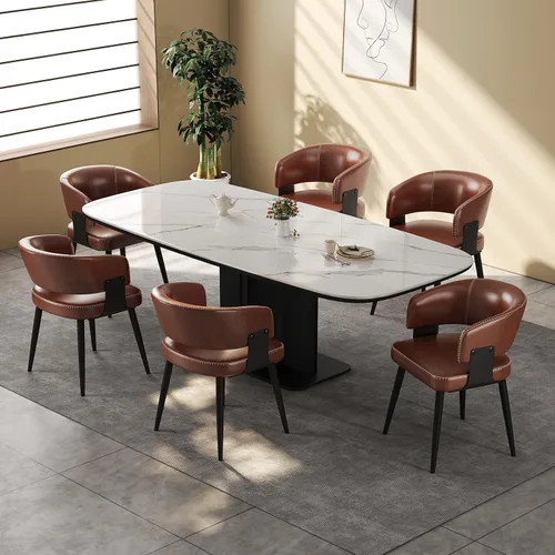 Miniatura 15 de Dining Chairs Set of 2, Modern Upholstered Faux Leather Kitchen Chairs with Curved Back, Easy to Assemble & Clean for Dining Room, Restaurant, Cafe