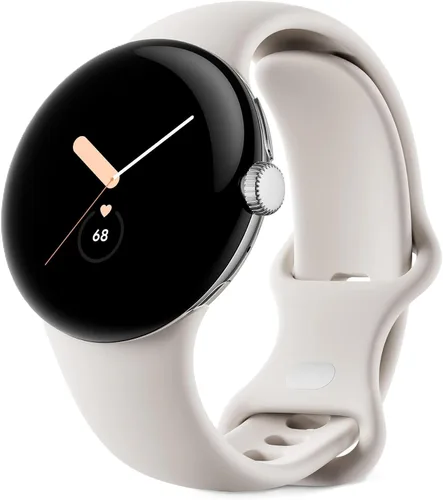 Miniatura 4 de Google Pixel Watch, caja plateada pulida de 1.614 in con banda activa de tiza, reloj inteligente Android con actividad Fitness, sueño, seguimiento