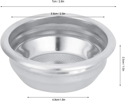 Miniatura 2 de Filtro de café de 2.283 in, portafiltro de acero inoxidable, filtro único reemplazable para la mayoría de máquinas de café portafiltro de 2.283 in
