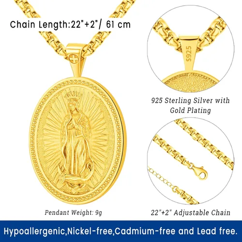 Miniatura 284 de Eusense Saint Necklace Sterling Silver 925 Protection Jewelry for Men Women Patron St Medals Amulet Pendant