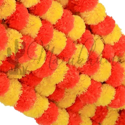 Miniatura 11 de Tira de flores artificiales Marubhumi, 5 unidades de 4,5 pies de largo, flores de caléndulas, guirnalda para decoración Diwali, decoración Amarillo