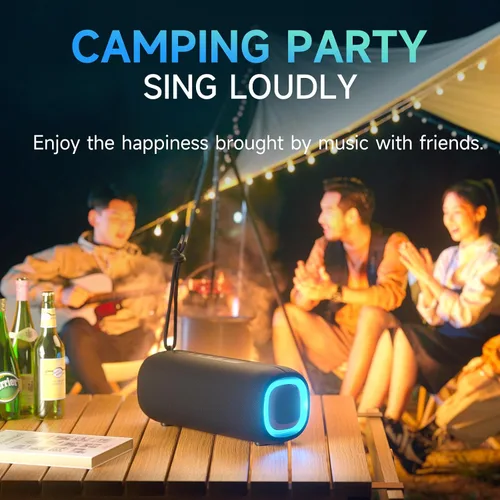 Miniatura 5 de Altavoz Bluetooth portátil, altavoz Bluetooth inalámbrico con sonido estéreo claro y fuerte, altavoces impermeables IPX5 con luces RGB, BT5.3, largo