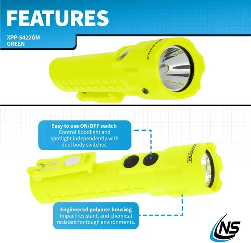 Miniatura 4 de Nightstick XPP-5422GM - Linterna de doble luz intrínsecamente segura con imanes-3 AA (no incluidos), verde, UL913, multicolor