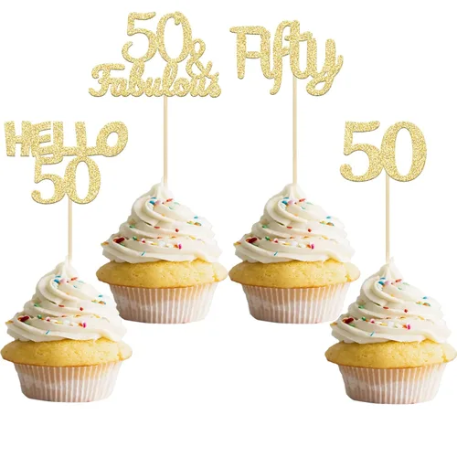 Miniatura 14 de Gyufise 24 adornos dorados para cupcakes de cumpleaños 65 Hello 65 Sixty Five Cake Toppers 65 y fabulosas selecciones para cupcakes para cumpleaños
