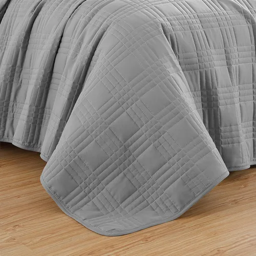 Miniatura 8 de Chezmoi Collection Kingston Juego de Colcha Tamaño King, 3 Piezas Gris Colcha Acolchada de Microfibra Ligera de Gran Tamaño Cubrecama (118"x106")