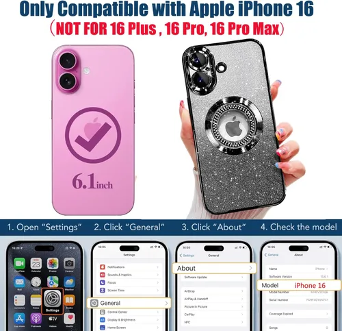 Miniatura 387 de Misscase Funda magnética con purpurina para iPhone 11 compatible con MagSafe, protección completa, delgada, a prueba de golpes, antiarañazos