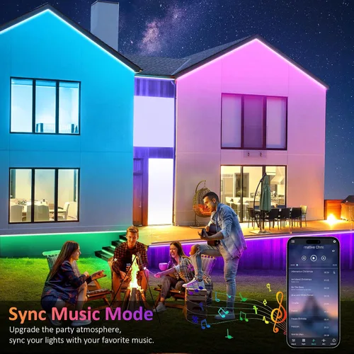 Miniatura 3 de Tira de luces LED RGB para exteriores de 80 pies, luces LED de sincronización de música IP68 con control de aplicación y control remoto, luces LED