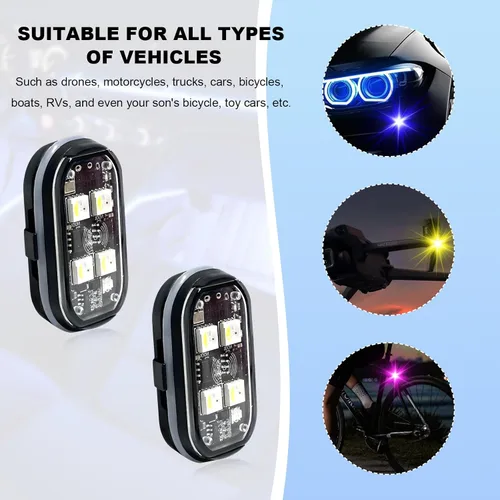 Miniatura 6 de 4 luces LED estroboscópicas inalámbricas de 4 LED, 8 colores de alto brillo, luz intermitente impermeable con control remoto, luz LED recargable
