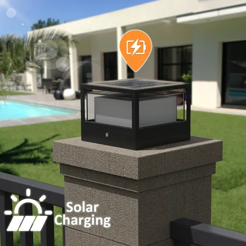 Miniatura 5 de Luz solar para poste, lámpara solar de atardecer a amanecer, poste de luz de pilar impermeable IP65, luces para exterior de 6.3", 3000k, aluminio