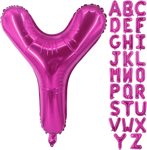 Lovoir Globos grandes de 40 pulgadas de color rosa intenso con la letra Y de gran tamaño, globo de helio de aluminio de Mylar para decoración de