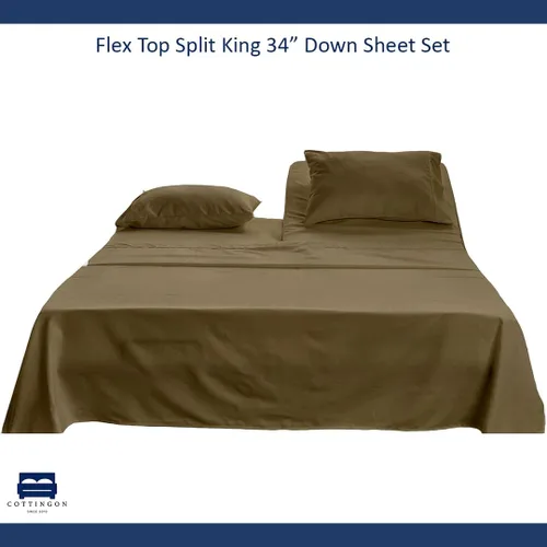 Miniatura 8 de Cottingon Juego de Sábanas de 4 Piezas de Tamaño King con Cabezal Flexible, Sábanas Superiores Divididas de 34 Pulgadas para Camas Ajustables Sleep