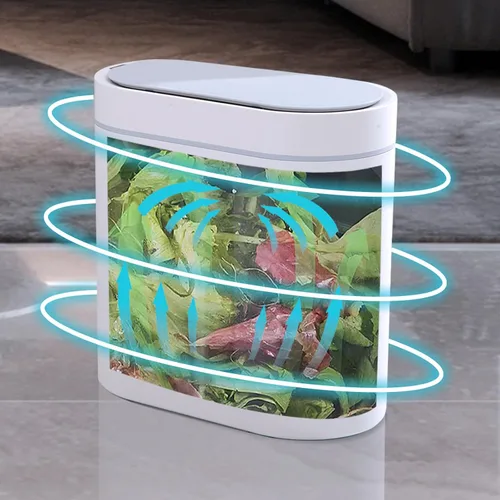 Miniatura 4 de SYNCVIBE Basurero de baño con tapa de 2 galones delgado con sensor de movimiento, cubo de basura de plástico automático estrecho para dormitorio