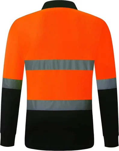 Miniatura 6 de Camisa de seguridad para hombre, camiseta reflectante de alta visibilidad, de secado rápido, transpirable, suave naranja+negro-02