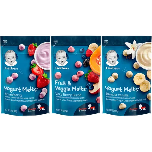 Miniatura 2 de Gerber Paquete variado de aperitivos para bebés Paquete variado de aperitivos Gerber para bebé, yogur para derretir y derretir frutas y verduras