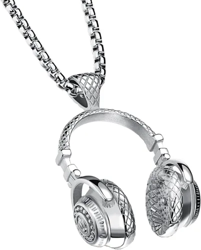 Collar de motociclista con dije de auriculares de DJ de acero inoxidable para hombre, color doradonegroplateado