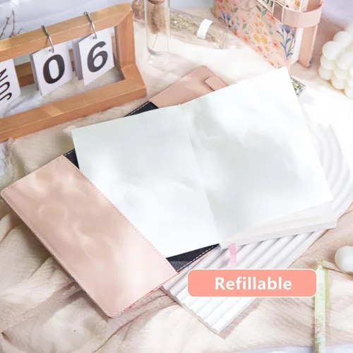 Miniatura 5 de MGGAO Diario con cerradura, diario floral para mujeres y niñas, diario de piel sintética recargable con cerradura y llave, diario personal secreto