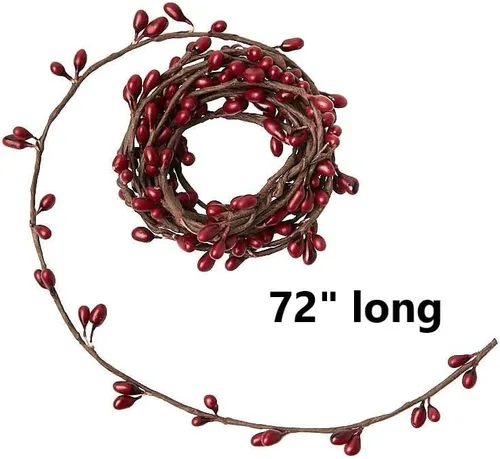 Miniatura 2 de Guirnalda artificial de una sola enredadera de arándano rojo con bayas rústicas, decoración de casa de campo para arreglos de mesa, chimenea