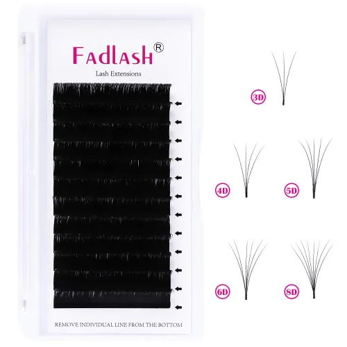 Miniatura 2 de Easy Fan Pestañas de Volumen 9-17mm Bandeja Mixta D Curl Extensiones de Pestañas Auto-Abanicantes Extensiones de Pestañas Russian Blooming