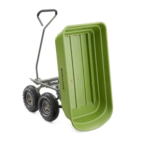 Miniatura 9 de Gorilla Carts Poly Garden Carro Volquete, Contenedor de 4 Pies Cúbicos, Capacidad de Transporte de 600 Libras, Verde – Vagón Utilitario de Servicio