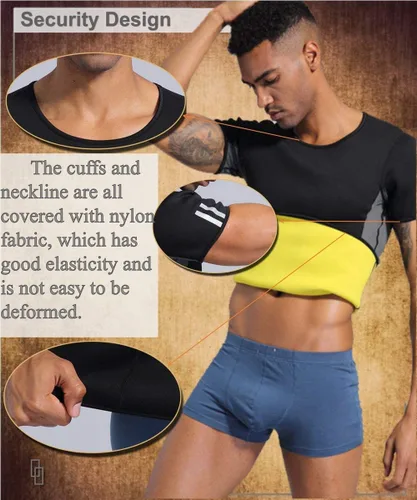 Miniatura 2 de NINGMI Sauna Suit for Men Short Sweat Suits Neoprene Body Shaper Sauna Shirt Workout Waist Trainer Vest Tummy Negro