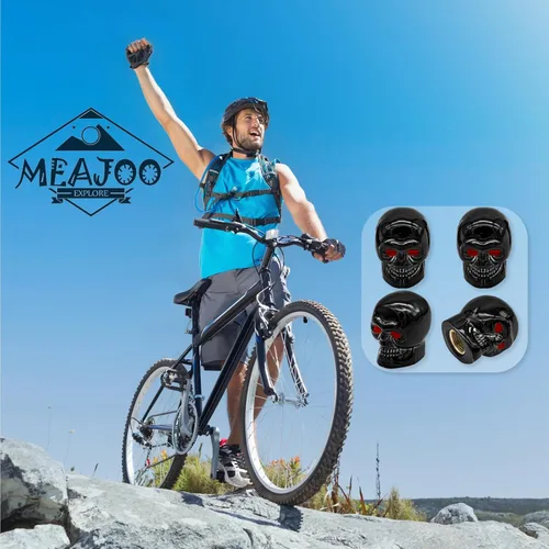 Miniatura 4 de 4 PCS Tapones de Vástago de Válvula de Neumático Estilo Calavera, con Anillo de Goma O, Cubiertas Universales de Vástago de Válvula de Neumático